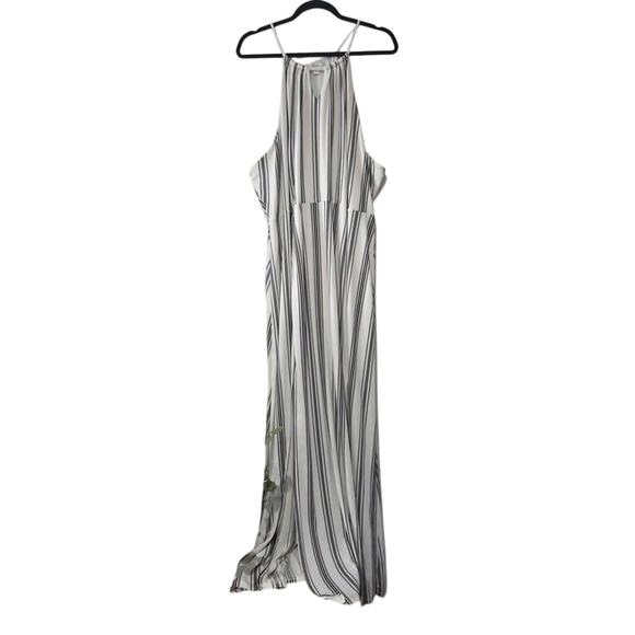 Candie’s 3X Black & White Striped Maxi Dress Keyhole Front Side Slits | Stretch - Picture 1 of 6